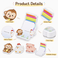 Fournitures scolaires OEM, notes autocollantes en forme d'animaux, notes autocollantes portables en forme d'animaux, fabricant d'origine