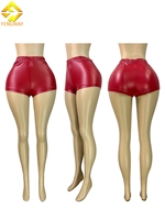Shorts de sport noirs moulants taille haute push-up à séchage rapide pour femme en PU – Décontractés et sexy