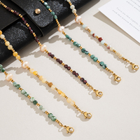 Bracelet empilable pour femme, perles rondes en pierre naturelle facettée, perle d'eau douce unique au centre, style rétro littéraire fait main