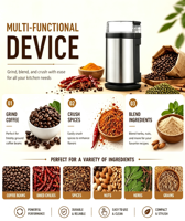 Moulin à café électrique automatique portable en acier inoxydable RSC Wholesale CG06 pour la maison et la cuisine