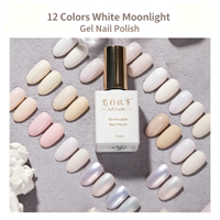 Kit de Manucure Professionnel 12 Couleurs Gel UV Effet Clair de Lune Blanc Style Français Écologique Végétalien pour Salon de Manucure en Bouteille