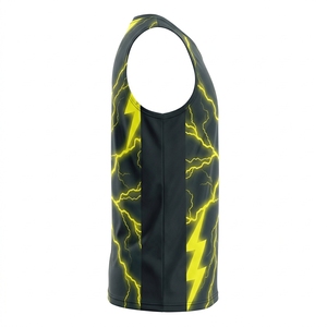 Vêtements de sport respirants en maille unisexe pour adultes, 100% polyester, taille plus, maillot de basket imprimé par transfert thermique, col en V, sans manches - Product Image 4
