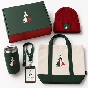 Custom Christmas Trade Show Kit With Beanie Tumbler Tote <b>Lanyard</b> <b>Badge</b> <b>Holder</b> and Branded Box for Staff - Product Image 1