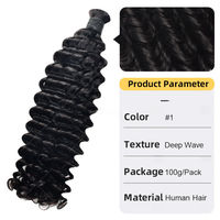 Cheveux vietnamiens Deep Wave en vrac, 100% cheveux humains vierges, pour dreadlocks et tresses bohèmes, double trame machine, 100g, vente en gros