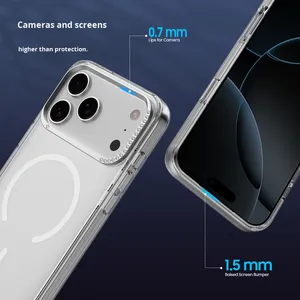 Tùy Chỉnh Trong Suốt Từ Trường Hợp Điện Thoại Với Kim Cương-nạm Máy Ảnh Khung Đối Với <span class=keywords><strong>iPhone</strong></span> 17 Không Khí Pro Max Cứng Nhựa TPU PC Bìa - Product Image 2