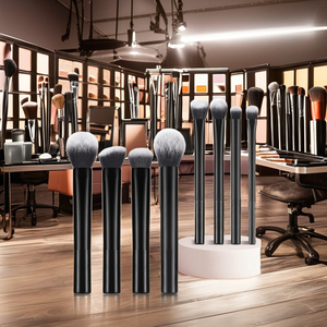 Kit de Pinceaux de Maquillage Professionnels de Luxe pour <span class=keywords><strong>Poudre</strong></span> Visage, 3 Pièces, en Nylon, Pinceaux Plats et Compacts pour Cosmétiques, et Mignon Crayon à Sourcils - Product Image 3