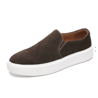 Chaussures de sport décontractées plates en cuir pour hommes, semelle extérieure en caoutchouc, chaussures de course à enfiler