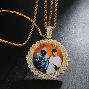 Collier pendentif de Photo pour <span class=keywords><strong>hommes</strong></span> et femmes, chaîne en cuivre, accessoire de mode moderne avec rabat, Design personnalisé, cadre de Photo Simple - Product Image 3