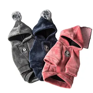 벨벳 개 점프 슈트 디자인 의상, 애완 동물 강아지 겨울 따뜻한 코트 강아지 스웨터 옷