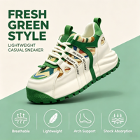 Baskets plateforme rétro épaisses pour hommes avec soutien de la voûte plantaire, absorption des chocs, respirantes, légères, style streetwear et décontracté