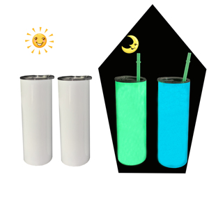 Custom LogoBulk <b>Double</b> <b>Wall</b> Stainless Steel 20Oz to Green Blue Glow in Dark Tumbler for White Sublimation Transfer - Product Image 1