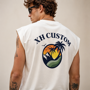 Camiseta sin Mangas XH CUSTOM para Hombre, 100% Algodón, Cuello Redondo, Corte Holgado, Estilo Urbano con Diseño Estampado en la Espalda - Product Image 3