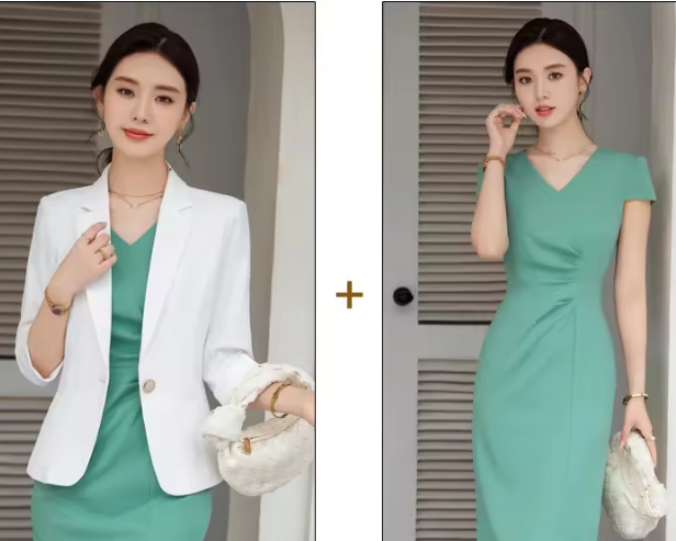 blazer bianco+gonna verde