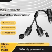 YUEEYOUNG YY123 Répartiteur allume-cigare de voiture deux-en-un haute puissance 15A 12V/24V avec conducteur en cuivre pur PVC et câble de prise VV