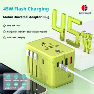 Adaptateur de <span class=keywords><strong>prise</strong></span> universel 45W PD à charge rapide GaN tout-en-un pour voyage mondial avec <span class=keywords><strong>bloc</strong></span> de charge USB et Type-C - Product Image 1