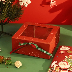 Foldable <b>Christmas</b> Gift Box With Window and Colorful Ribbon Paper Box Gift <b>Boxes</b> for Present - Product Image 2