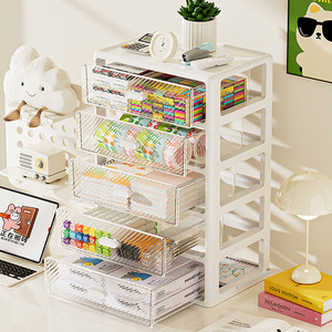 Boîte de rangement de bureau rectangulaire transparente, organisateur de tiroirs, armoire de papeterie de bureau, type vertical, grande capacité - Product Image 1