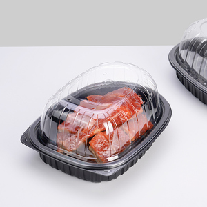 Saizhuo Dùng Một Lần Nướng Gà Hộp Lò Vi Sóng An Toàn Rotisserie Gà Bao Bì Container PP Nhựa Hộp Màu Đen Với Nắp - Product Image 6