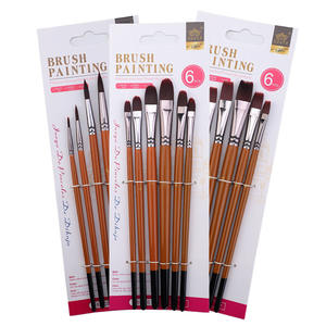 Ensemble de pinceaux de précision professionnels pour artistes, manche en bois, poils en nylon, lot de 6 pièces, pour portraits, miniatures, travaux de lignes, huile - Product Image 1