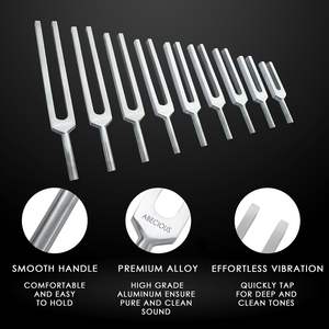 Set Garpu Tala Solfeggio Aluminium Alloy 9 Buah Merk OEM Kustom Model Set-<span class=keywords><strong>fork</strong></span>-11 Terapi Suara Penyeimbang Chakra Perbaikan DNA - Product Image 4