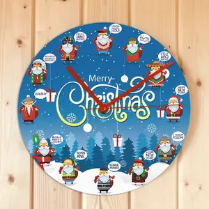Simpatico cartone animato animale orologio da parete Logo personalizzato moderno rotondo bianco semplice grande legno Mdf orologio da parete per bambini regalo