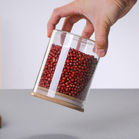 Verre à haute teneur en borosilicate Style classique cuisine organisateurs d'aliments secs stockage bocaux à bonbons ensemble de conteneurs avec couvercles en bambou