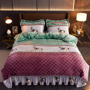 Selimut Tempat Tidur Gaya Baru Grosir Tekstil Musim Dingin Hangat Flanel Tebal Lembut Desain Kartun Pilihan Rumah Set Sprei - Product Image 3