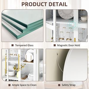 Vetrina Angolare Moderna in Legno e Vetro Illuminata, Espositore Alto con Ripiani in Vetro per Collezioni, Statuette e <span class=keywords><strong>Hobby</strong></span> - Product Image 3