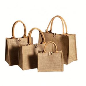 Hot Sale Durable <b>Large</b> Capacity Jute Shopping <b>Bags</b> Portable Customized Logo Printing Hemp Tote <b>Bag</b> - Product Image 1