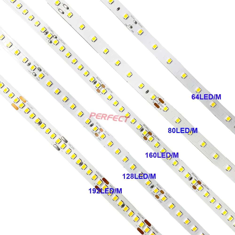 High Bright SMD2835 DC24V 160lm/w 6.5w/m Flexible Warm White 4000K 6500K Led 2835 Led Strip Light