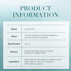 รองพื้นแบบคุชชั่น 3 in 1 รูปทรงเพชรสีเขียว แบรนด์ส่วนตัว ปกปิด ปรับสีผิวให้กระจ่างใส 3 สี พร้อมกล่องของขวัญ - Product Image 6