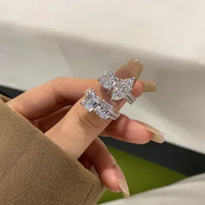 Dylam Custom Round S925 Silber 8A Zirkonia Herz Braut Diamant Ring Verlobung sband Hochzeits versprechen Ringe Schmuck Frauen