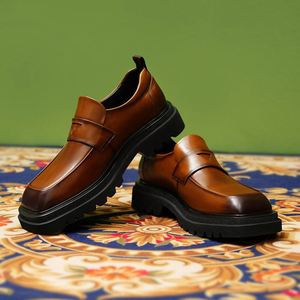 Nouvelles Chaussures Derby Homme à Bout Carré Rehaussantes 2025, Chaussures en Cuir Coloré, Chaussures Décontractées en Cuir - Product Image 2
