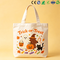 Maßgefertigte Halloween-Leinwand-Tragetasche Großhandel Wiederverwendbare Einkaufstasche Umweltfreundliche Baumwolltasche mit Logo für Feiertags-Promotion