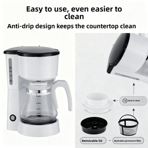 Cafetera Pequeña de Goteo para 5 Tazas, Jarra de Plástico con Apagado Automático, Diseño Retro Compacto para Uso Doméstico - Product Image 1