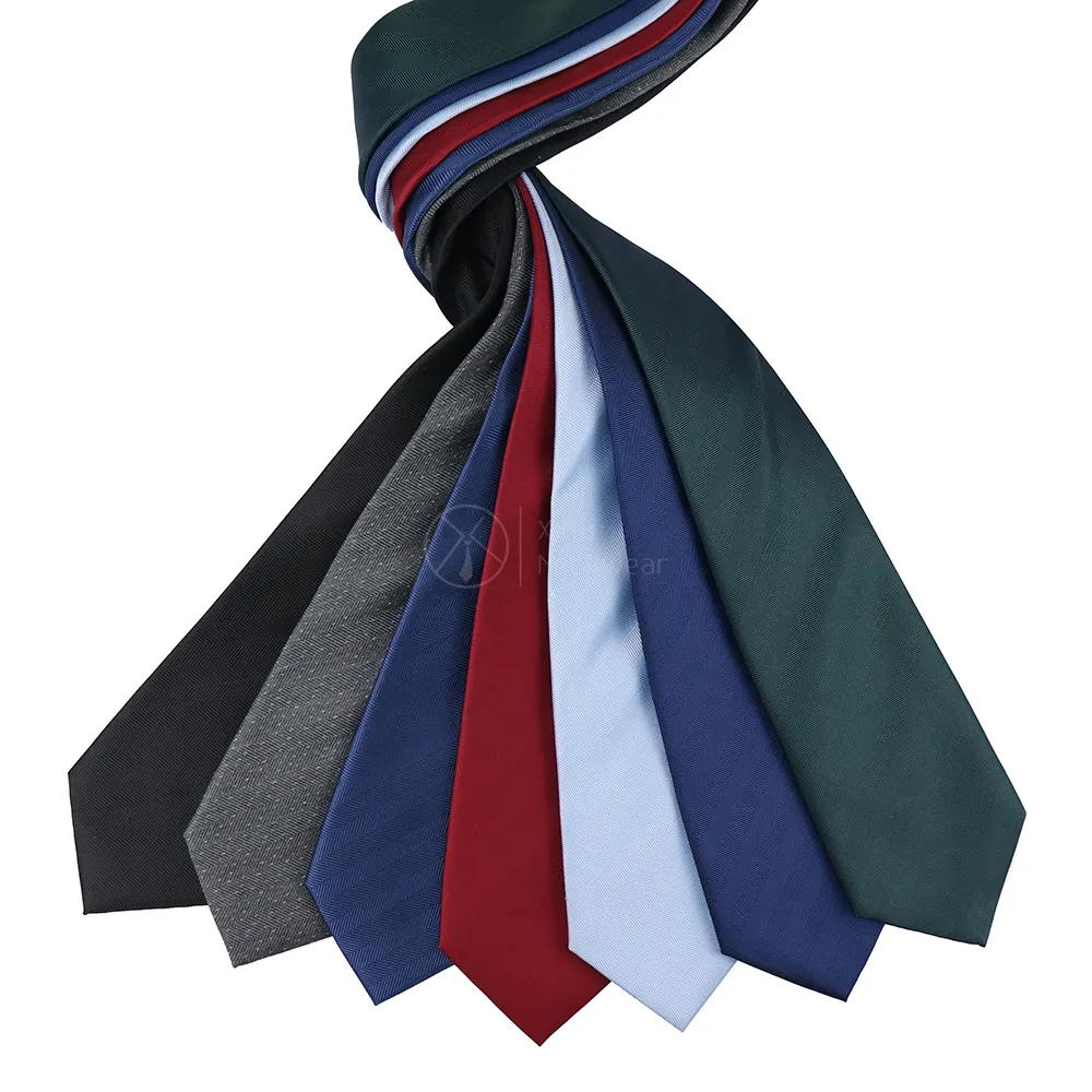 Blu Navy rosso formale Stripey personalizzato collo largo cravatta da uomo a righe Jacquard cravatte da lavoro in seta per la vendita di abiti neri