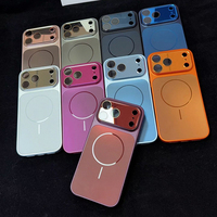 Coque de téléphone magnétique givrée couleur originale AG pour iPhone 18 Pro Max Rouge Cerise, protection antichoc avec protection de l'objectif arrière 14/15/16/17