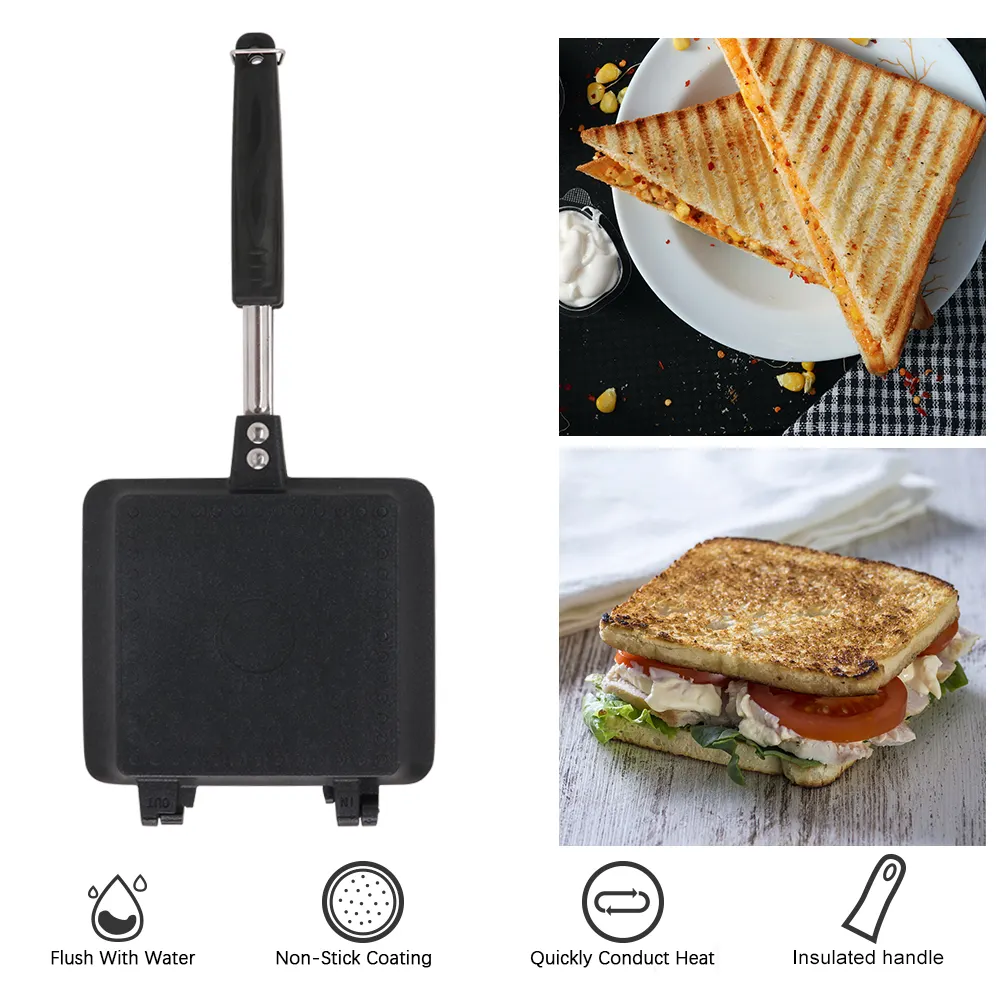 Manufacturer Nonstick Pans Grilled Rectangle Sandwich Maker Frying Pan For Gas Stove Induction Cooker