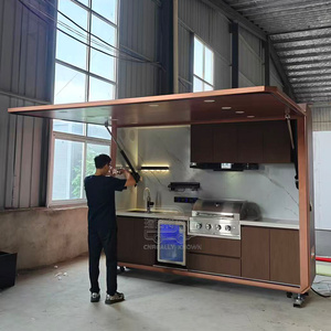 <b>Small</b> Stainless Steel <b>Outdoor</b> Kitchen Cooking Station With Countertop Storage Cabinet - Product Image 1