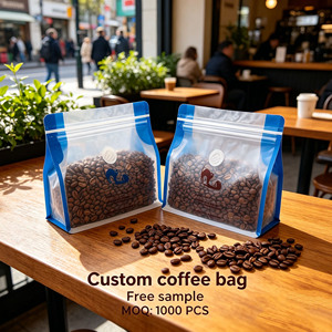 Sachets à haute barrière de qualité alimentaire 12oz 16oz 1 lb pour café en grains, sacs d'emballage de café en aluminium mat avec valve - Product Image 1