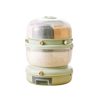 Nuevo Dispensador de Arroz y Granos Giratorio de Doble Capa con 6 Compartimentos, Contenedor de Almacenamiento de Cereales para Cocina con Tapa Resistente a la Humedad - Product Image 1