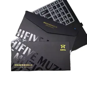 Recycled custom UV printed luxury gift black paper envelope packaging money gift envelopes