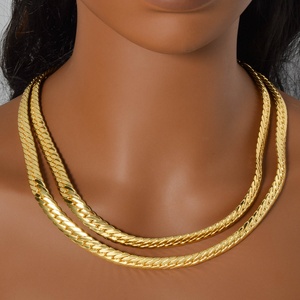 Zeadear Fashion Trendy Brass <b>Copper</b> Alloy 18K Gold Plated 10mm Link <b>Chains</b> Necklace Unisex Anniversary Made China No Stones - Product Image 5