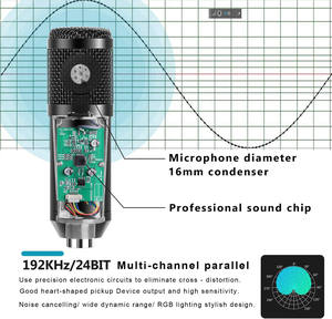 Microphone de studio à condensateur USB pour karaoké en direct, avec lumière RVB, enregistrement vocal, pour jeux sur ordinateur, avec support et bras - Product Image 3