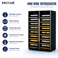 Réfrigérateur à vin vertical intelligent MUXUE à double porte vitrée, directement de l'usine, pour hôtel/restaurant