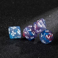 Jeu de dés polyédriques marbrés bleu-rouge éclatant pour le jeu de rôle D&D, numérotation blanche professionnelle, 7 pièces, dés en résine tourbillonnante Pro Hub
