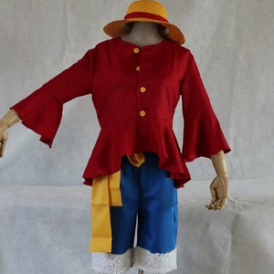 Disfraz de Cosplay de One Piece de Star's Edge, Sombrero de Paja, Camisa Roja, Pantalones Cortos Azules, Traje de Anime - Product Image 1