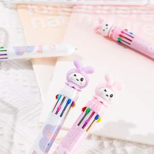 कस्टम लोगो 10-रंग बॉलपॉइंट पेन प्यारा खरगोश कार्टून डिजाइन बहु-रंग प्लास्टिक पेन 0.5 मिमी लेखन प्रचार स्टेशनरी - Product Image 2