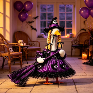 Costume de sorcière pour oie de porche d'Halloween, tenue de cosplay pour statue de jardin de 23 pouces, décoration festive pour fête et maison - Product Image 6