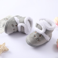 DOU YI Nouvelles Chaussures Bébé 6-12 Mois Automne Hiver Semelle Souple Mi-Mollet Fermeture Auto-agrippante Dessin Animé Chaussures pour Tout-petits